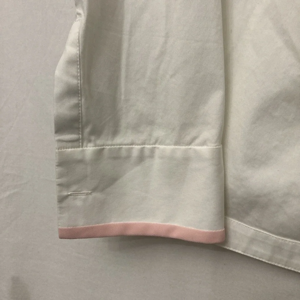 Lafayette‎ 148 White Long Sleeve Button-Up w/Pink Accents on Yoke & Wrist - SZ 8 - Picture 2 of 11